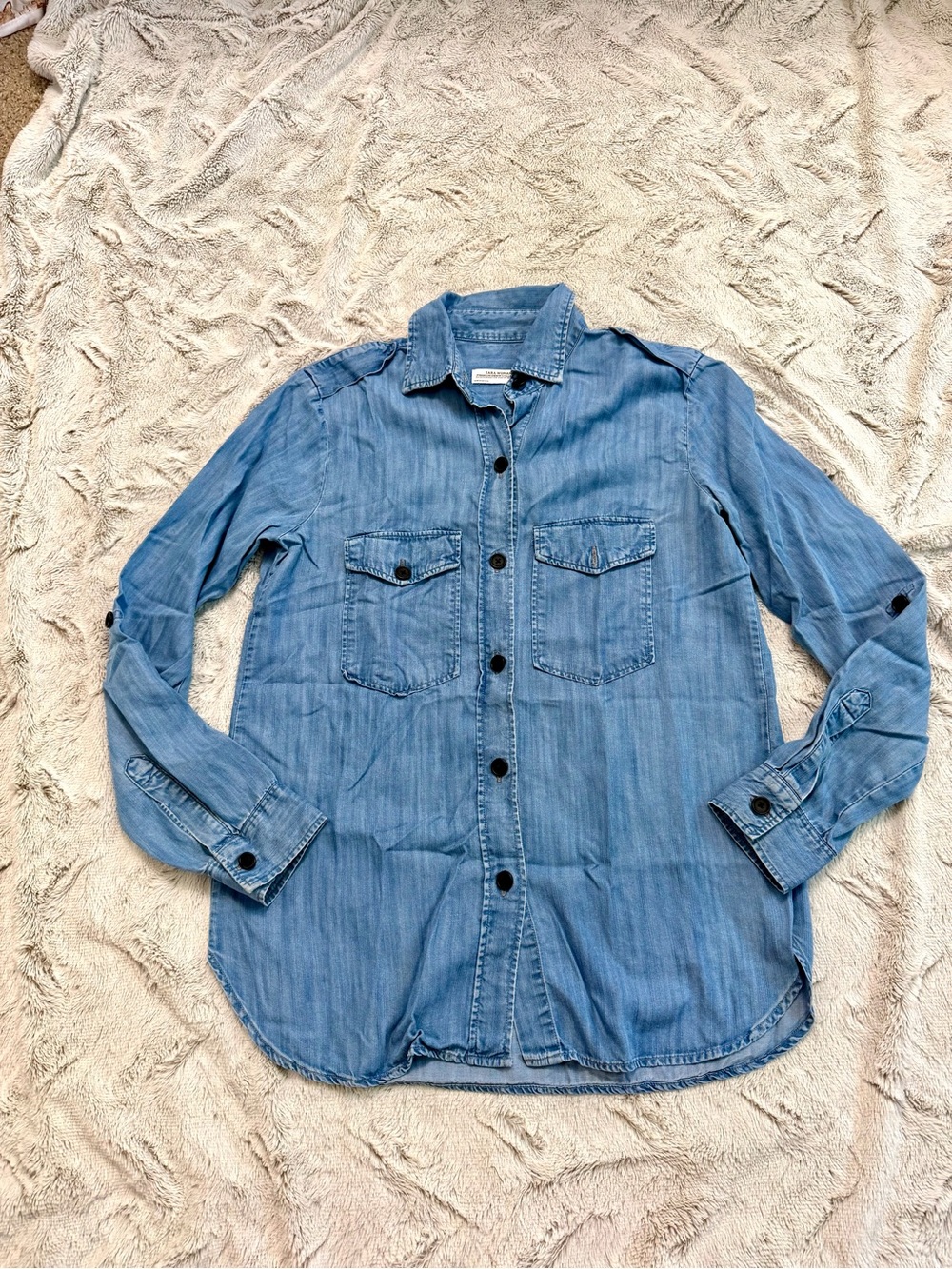 Zara Woman Light Blue Denim Shirt